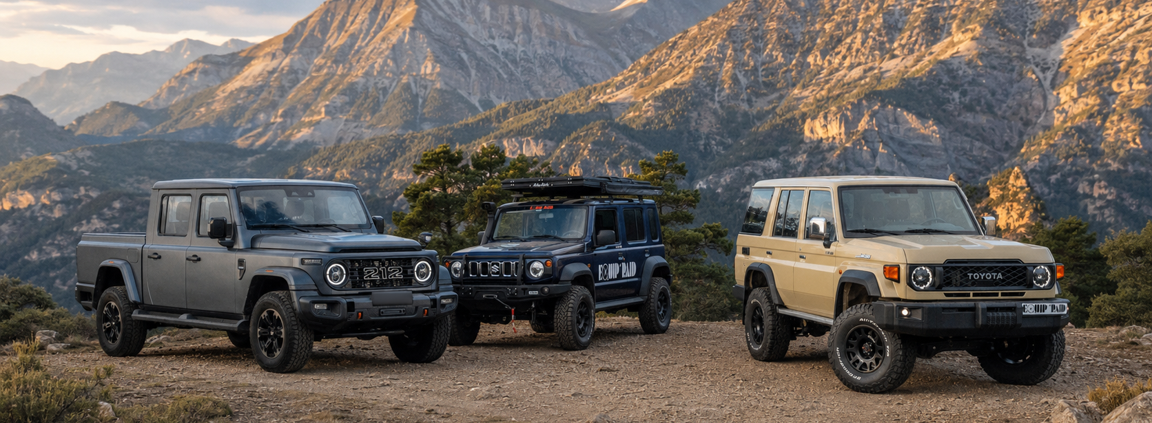 BAW 212 SUZUKI JIMNY 5 PORTES ET TOYOTA LAND CRUISER 76