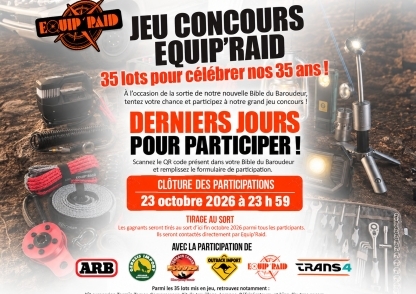 Jeu concours des 35 ans d'Equip'Raid : clôture des participations le 23 octobre 2026