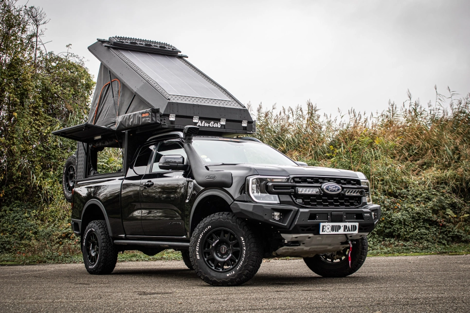 Ford Ranger PXIV préparation tout terrain pick up 4x4 raid bivouac en Alsace Canopy Camper Alu-Cab panneau solaire
