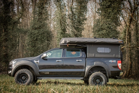 Ford ranger PXII Canopy Camper préparé par equip'raid equipement tout-terrain 4x4 raid bivouac vue latérale