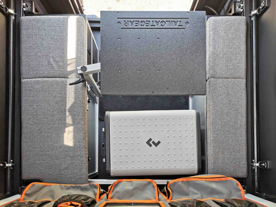 Aménagement intérerieur Tail Gate Gear, vue du dessus